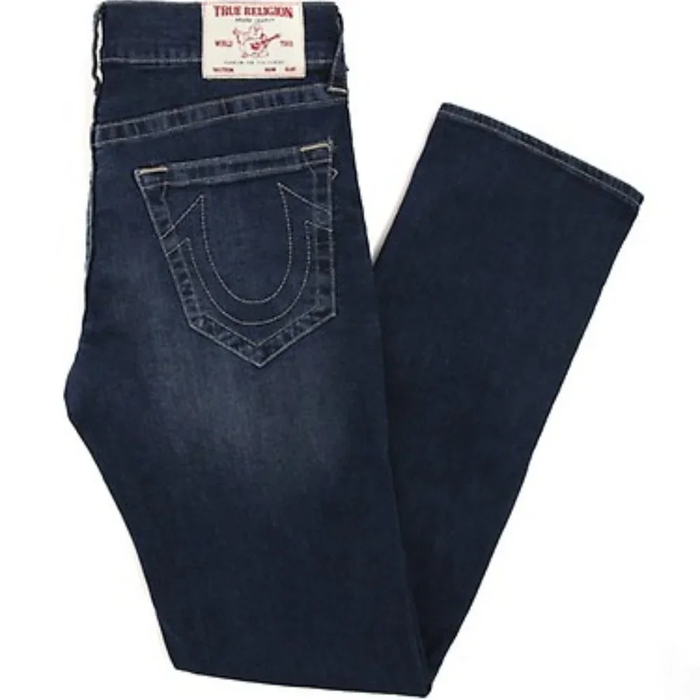 NWT True Religion Men's Dark Wash Ricky SN No Flap Jeans 38